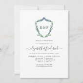 Aquarell Grüne Laurel Wappen Probe Abendessen Einladung (Vorderseite)