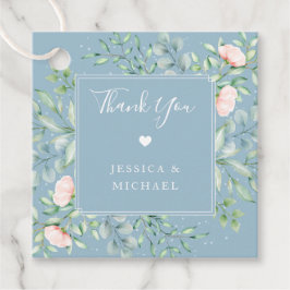 Aquarell Grüne Peach Rose Dusty Blue Wedding Geschenkanhänger