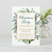 Aquarell Grüne Pinakothek Weihnachtsfest Party Gol Einladung (Stehend Vorderseite)
