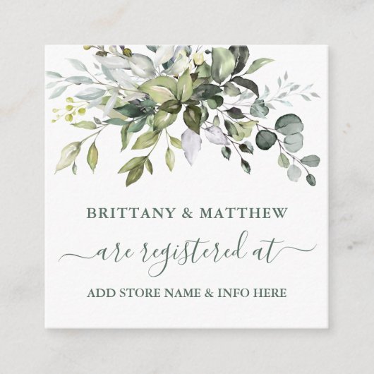 Aquarell Grüne Registrierung Foto Sage Green Begleitkarte (Vorderseite)