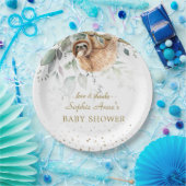 Aquarell Grüne Rosa Blumenmatte Babydusche Pappteller (Party)