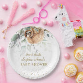 Aquarell Grüne Rosa Blumenmatte Babydusche Pappteller (Party)