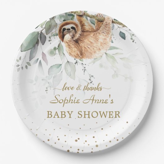 Aquarell Grüne Rosa Blumenmatte Babydusche Pappteller (Vorderseite)