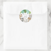Aquarell Grüne Safari Tiere Geburtstag Runder Aufkleber (Tasche)