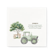 Aquarell Grüne Traktorfarm Babydusche Napkins