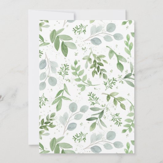 Aquarell Grüne und weiße Blume Abschluss Einladung (Rückseite)