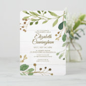 Aquarell Grüne Weinrebe Kulturpflanzen Gedenkstätt Einladung (Stehend Vorderseite)