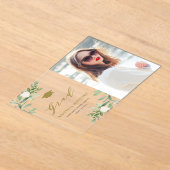 Aquarell Grüne Weiße Blume Abschluss Acryleinladungen (Ablage )