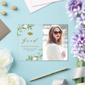 Aquarell Grüne Weiße Blume Abschluss Acryleinladungen (In Situ (Hochzeit))