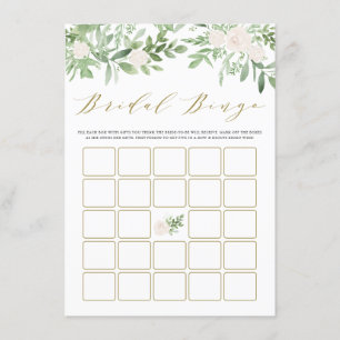 Aquarell Grüne Weiße Blume Bridal Bingo Begleitkarte