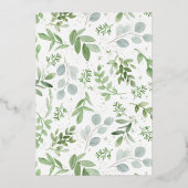 Aquarell Grüne Weiße Blume Probe Mittagessen Folieneinladung (Rückseite)