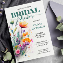 Aquarell Grüne Wilde Blume Brautparty