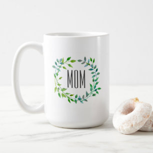 Aquarell grüner Blätterkranz Muttertag Kaffeetasse