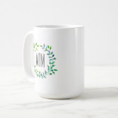 Aquarell grüner Blätterkranz | Muttertag Kaffeetasse (Vorderseite Links)