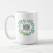 Aquarell grüner Blätterkranz | Muttertag Kaffeetasse (Links)