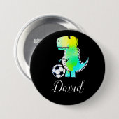 Aquarell-grüner Dinosaurier mit editierbarem Namen Button (Vorne & Hinten)