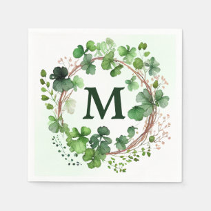 Aquarell-grüner Klee-Kranz St. Patrick's Day Serviette