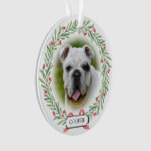 Aquarell Grüner Kranz Personalisiertes Tier Foto Ornament (Vorderseite)