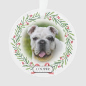 Aquarell Grüner Kranz Personalisiertes Tier Foto Ornament (Vorderseite)