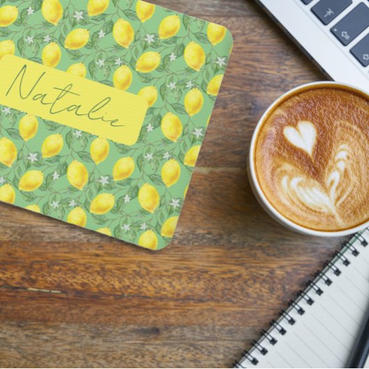 Aquarell-grüner Zitrusmuster-Name-Mauspad Mousepad