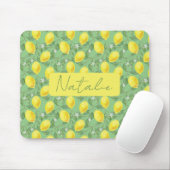 Aquarell-grüner Zitrusmuster-Name-Mauspad Mousepad (Mit Mouse)