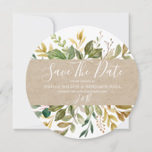 Aquarell Grünes Blatt Sommer Hochzeit Herbst Save The Date