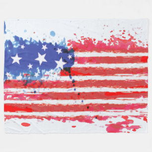 Aquarell-Grunge-Amerikanische-Flagge-Decke Fleecedecke