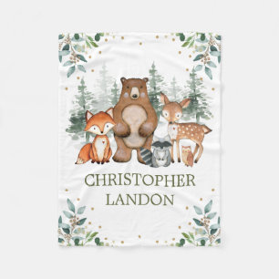 Aquarell Grünland Wald Forest Boy Kinderzimmer Fleecedecke