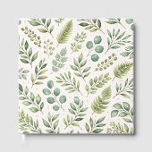 Aquarell-Grünmuster | Botanische Blätter Gästebuch (Vorderseite)