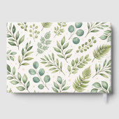 Aquarell-Grünmuster | Botanische Blätter Gästebuch (Rückseite)