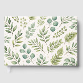 Aquarell-Grünmuster | Botanische Blätter Gästebuch (Vorderseite)