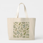 Aquarell-Grünmuster | Botanische Blätter Jumbo Stoffbeutel (Rückseite)