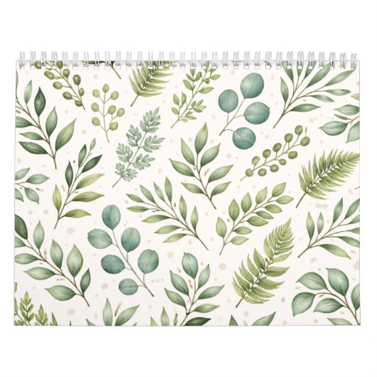 Aquarell-Grünmuster | Botanische Blätter Kalender (Titelbild)