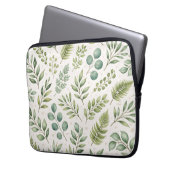 Aquarell-Grünmuster | Botanische Blätter Laptopschutzhülle (Vorderseite Links)