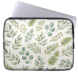 Aquarell-Grünmuster | Botanische Blätter Laptopschutzhülle