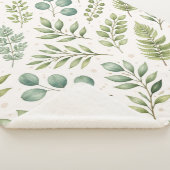 Aquarell-Grünmuster | Botanische Blätter Sherpadecke (3/4)