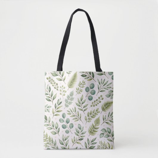 Aquarell-Grünmuster | Botanische Blätter Tasche (Vorderseite)