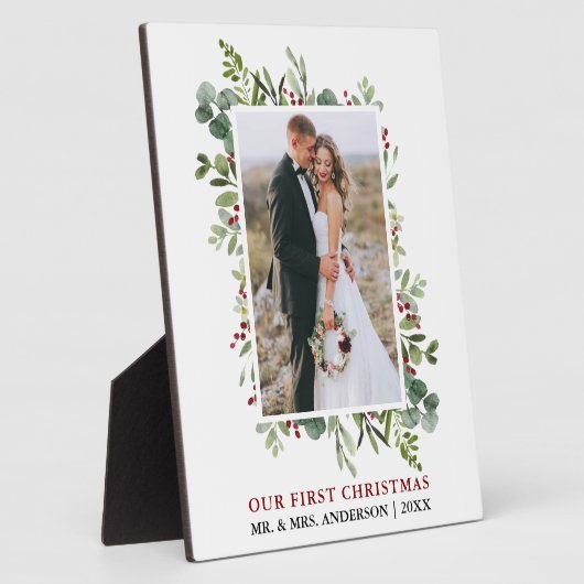 Aquarell Grünpflanzen Berries Neu verheiratetes Fo Fotoplatte (Seite)