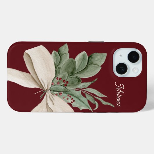 Aquarell Grünpflanzen & Berries Personalisiert Case-Mate iPhone Hülle (Rückseite (Horizontal))