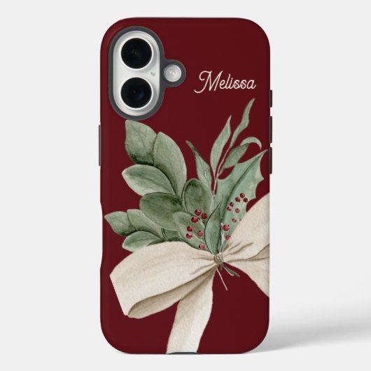 Aquarell Grünpflanzen & Berries Personalisiert Case-Mate iPhone Hülle (Rückseite)