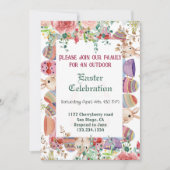 Aquarell Grünpflanzen Blumengeblümte Ostereier Rah Einladung (Vorderseite)