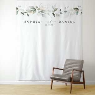 Aquarell-Grünpflanzen-Hochzeits-Foto-Requisiten-Hi Wandteppich