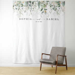 Aquarell-Grünpflanzen-Hochzeits-Foto-Requisiten-Hi Wandteppich