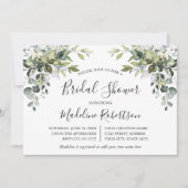 Aquarell Grünpflanzen Kalligrafie Blaues Brautpart Einladung (Vorderseite)