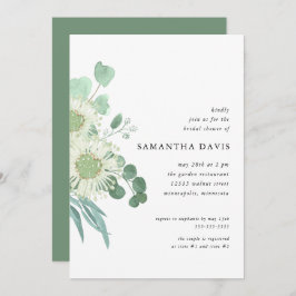 Aquarell Grünpflanzen und Blume Brautparty Einladung