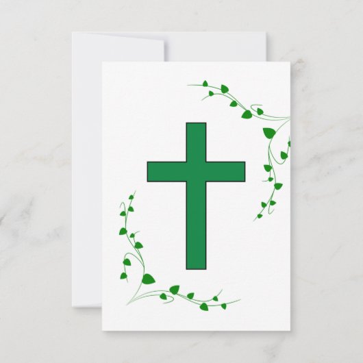 Aquarell Grünpflanzen und Blume Taufe Einladung (Rückseite)