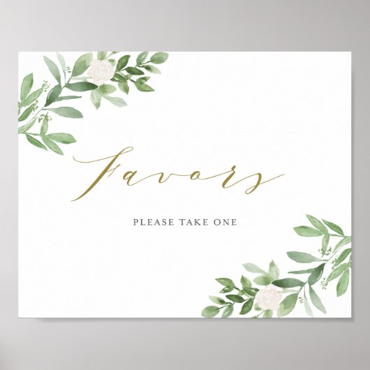 Aquarell Grünpflanzen und Gastgeschenke mit weißen Poster (Vorne)