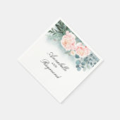 Aquarell Grünpflanzen und rosa Blume Bouquet Chic Serviette (Ecke)