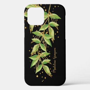 Aquarell-Grüntöne personalisiert iPhone 12 Hülle