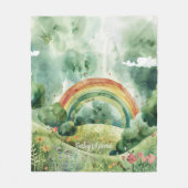 Aquarell-Grüntöne-Regenbogen Fleecedecke (Vorderseite)